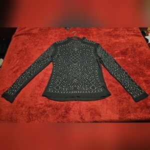 Black Long Sleeve Top with Silver Studs